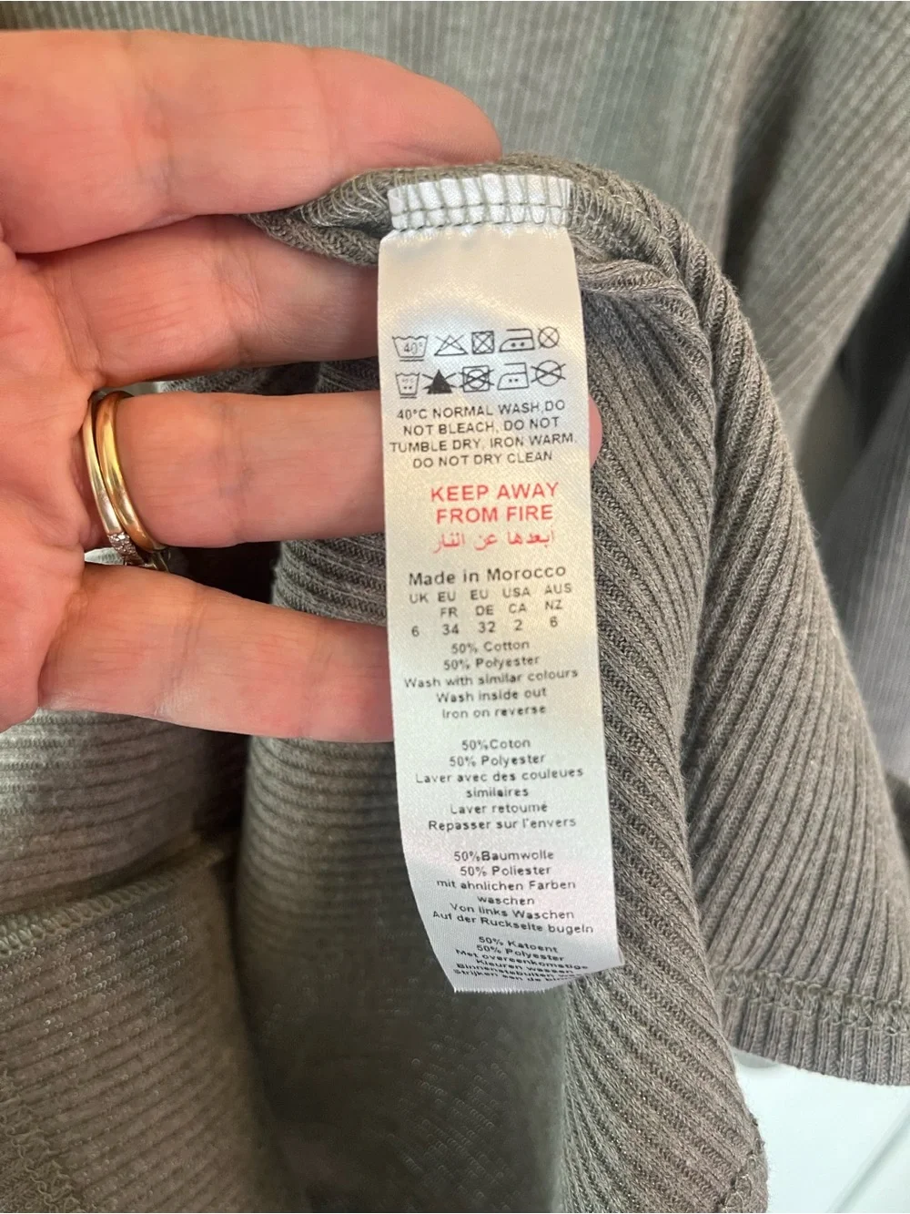 NWT PrettyLittleThing Khaki Ribbed V Neck Shift Dress US 2 Long Sleeve